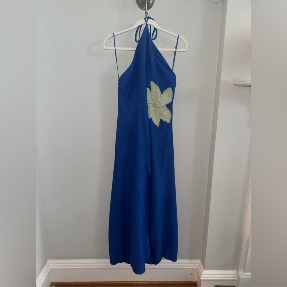 NWT! Anthropologie Celandine Linen-Blend Halter Side-Slit Maxi Dress - Small ☁️ - Picture 12 of 15